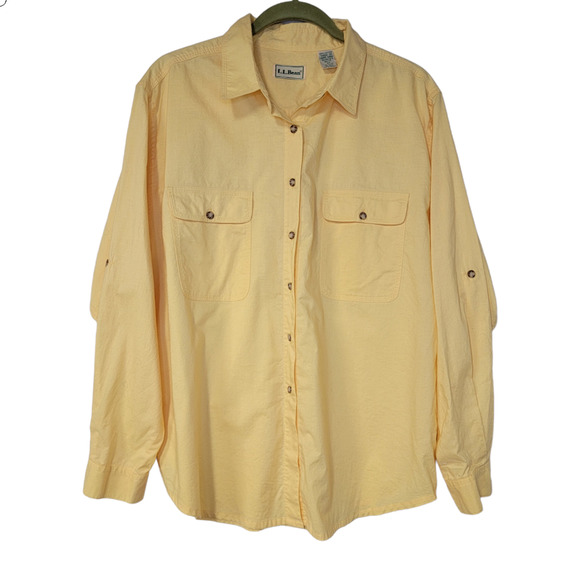 L.L. Bean Tops - Vintage L.L. Bean Women's Button-Up Shirt Long Sleeves Solid Yellow Size 20